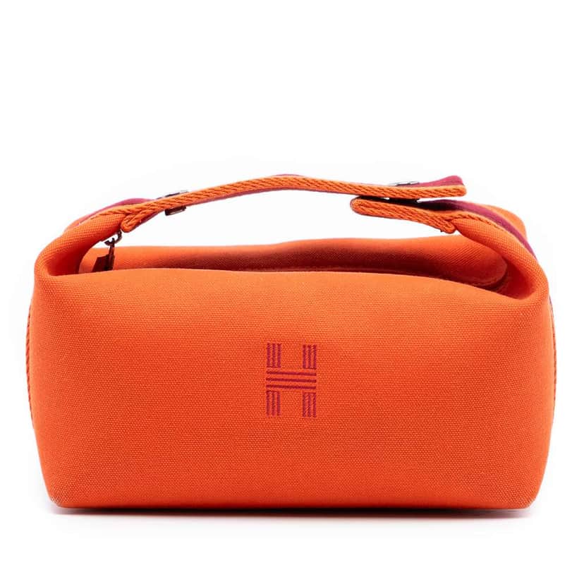 Hermès Small Toile Bride A Brac Case Orange Canvas Very good condition - Front View