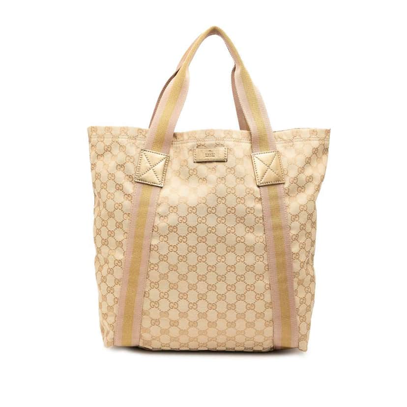 Gucci GG Canvas Web Tote Brown Canvas Good condition - Front View