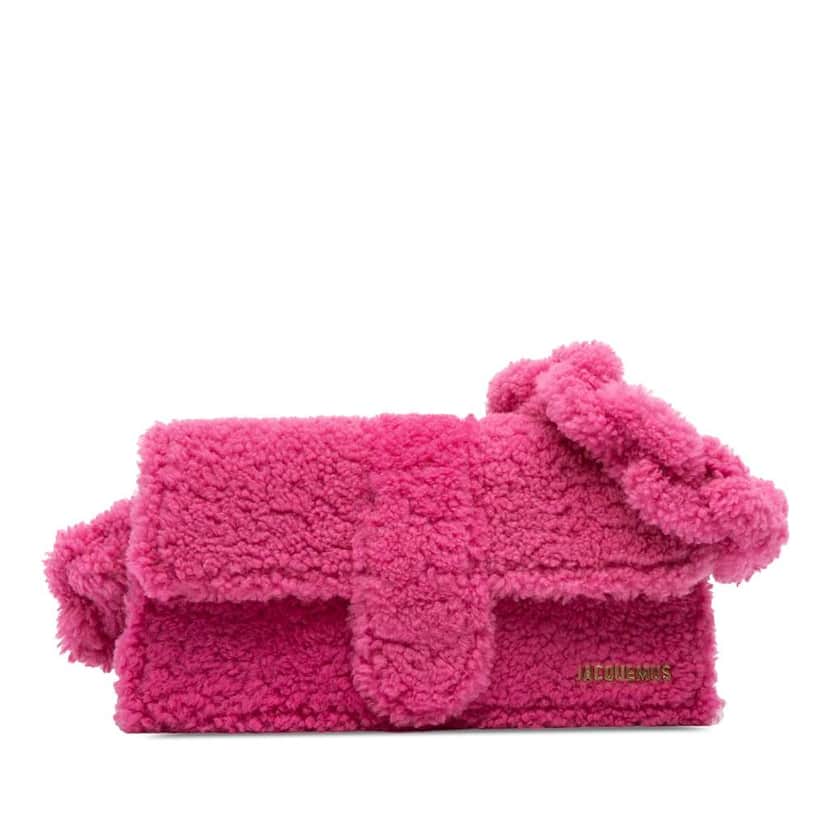 Jacquemus Shearling Le Bambidou Shoulder Bag Pink Good condition - Front View