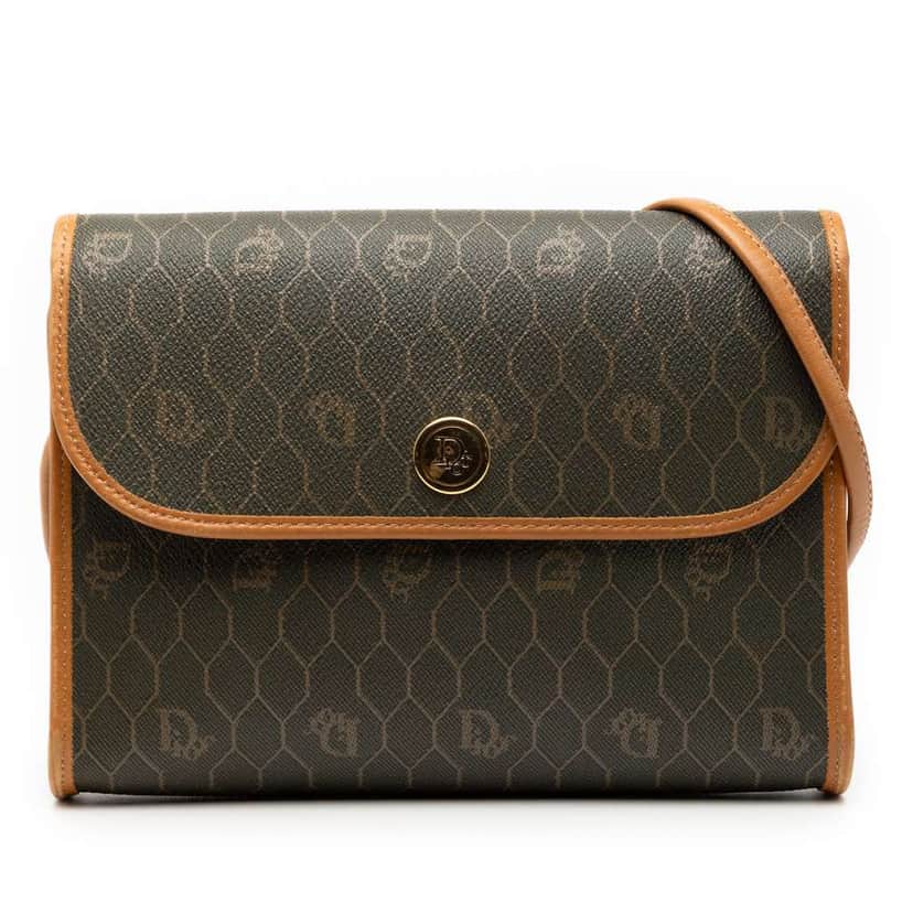 Dior Honeycomb Coated Canvas Crossbody Brown Canvas Good condition - Front View