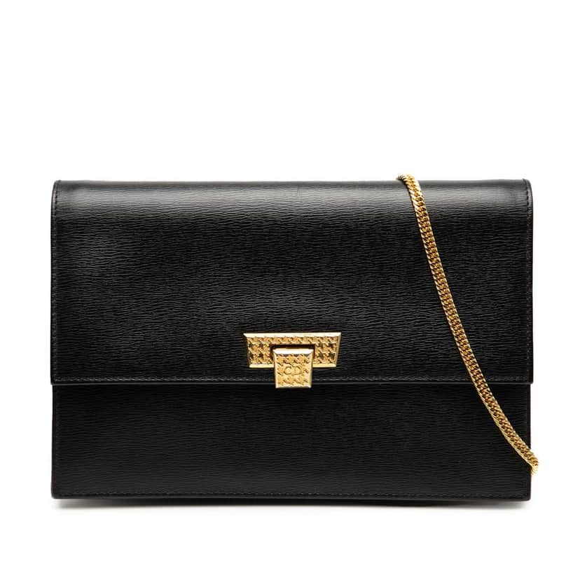 Dior Leather Chain Crossbody Black Leather Good condition - Front View