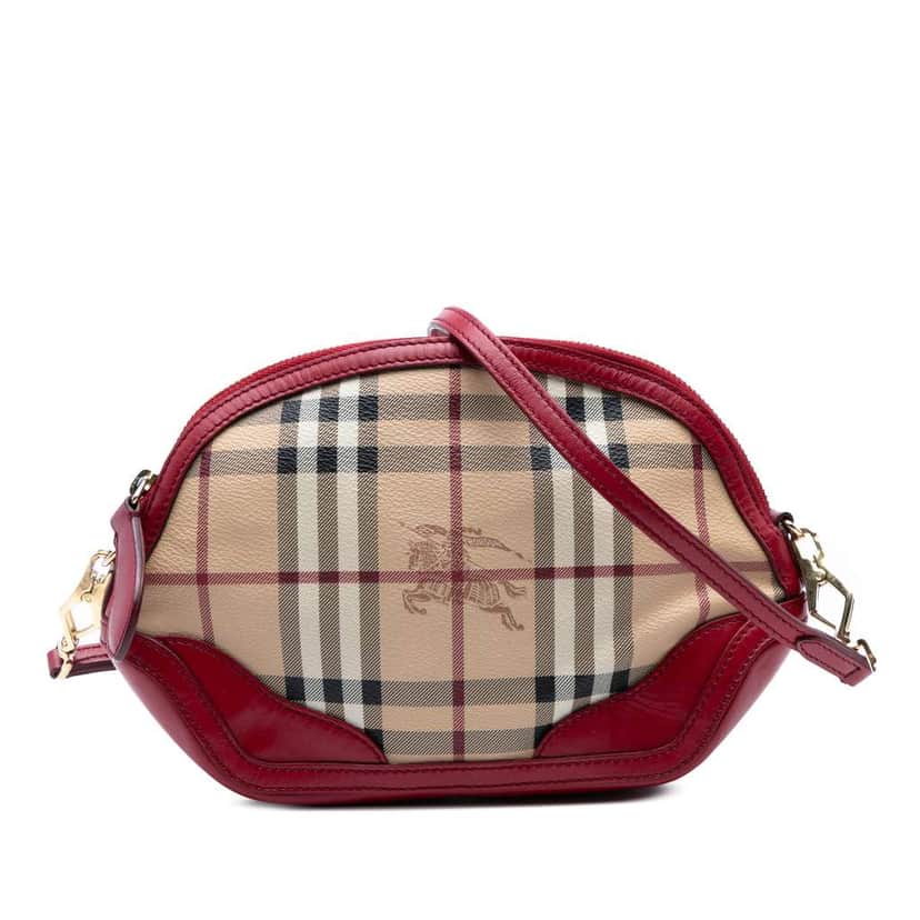 Burberry Mini Haymarket Check Coated Canvas Orchard Crossbody Brown Canvas Good condition - Front View