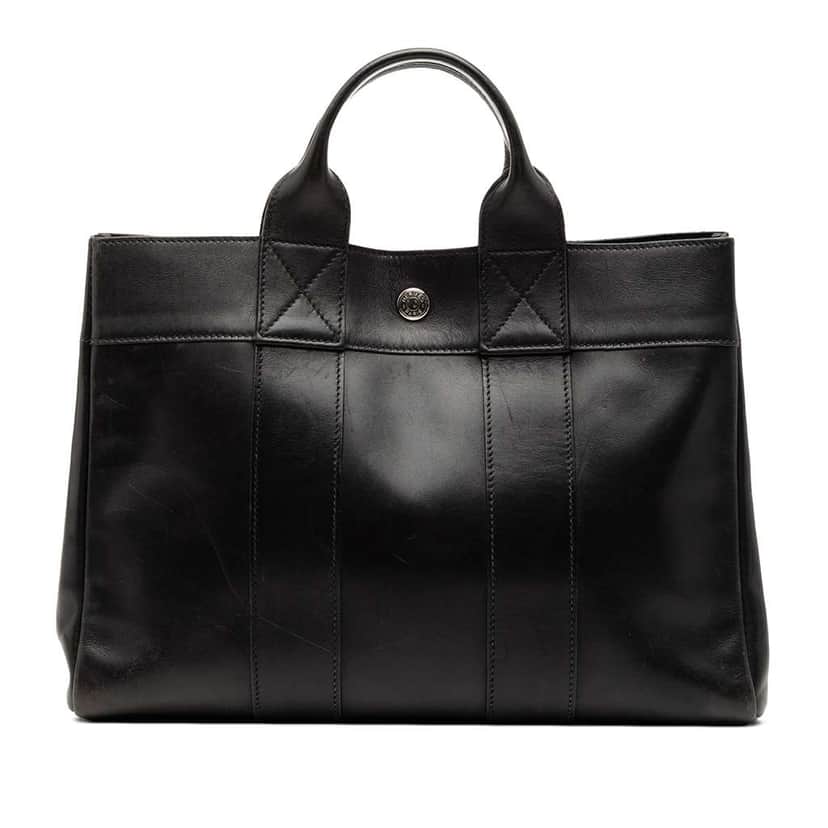 Hermès Box Calf Fourre Tout PM Black Leather Good condition - Front View