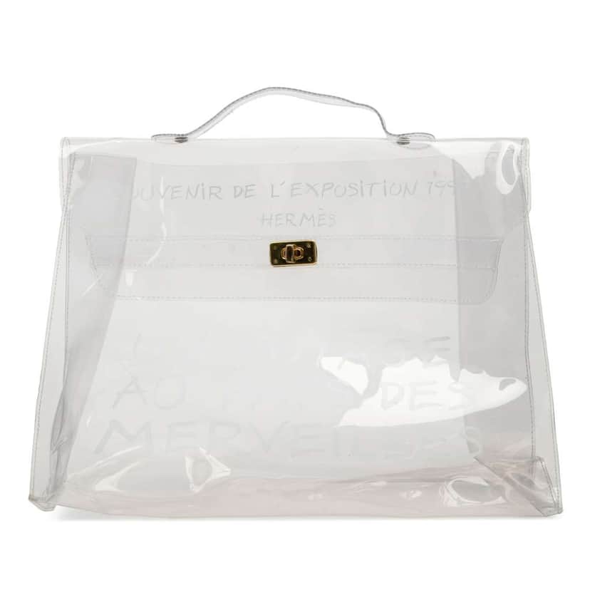 Hermès Vinyl Souvenir De L Exposition Kelly Handbag White Good condition - Front View