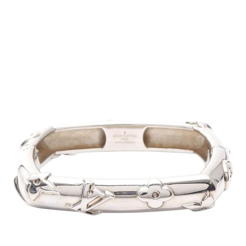 Louis Vuitton Stainless Steel Monogram Family Bangle Silver Stainless steel Good condition - Front View