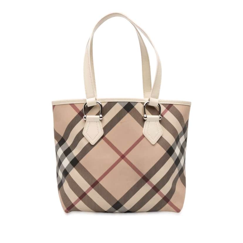 Burberry Supernova Check Coated Canvas Tote Brown Canvas Good condition - Front View