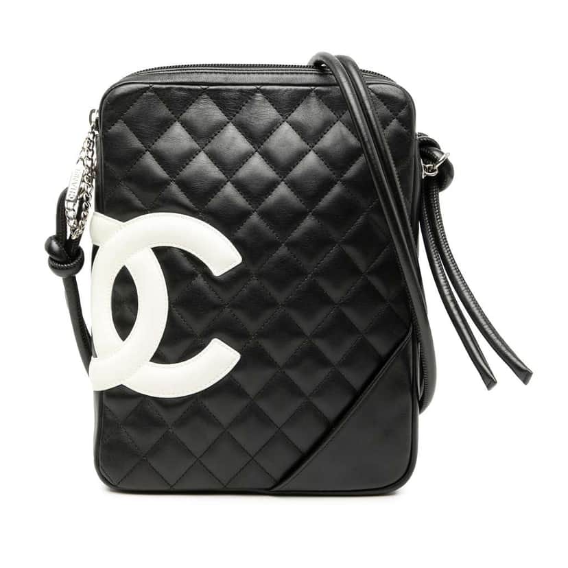 Chanel Quilted Lambskin Cambon Ligne Crossbody Black Leather Very good condition - Front View