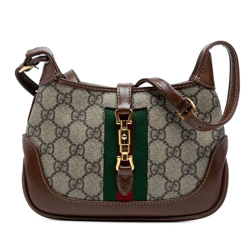 Gucci Mini GG Supreme Web Jackie 1961 Crossbody Brown Canvas Good condition - Front View
