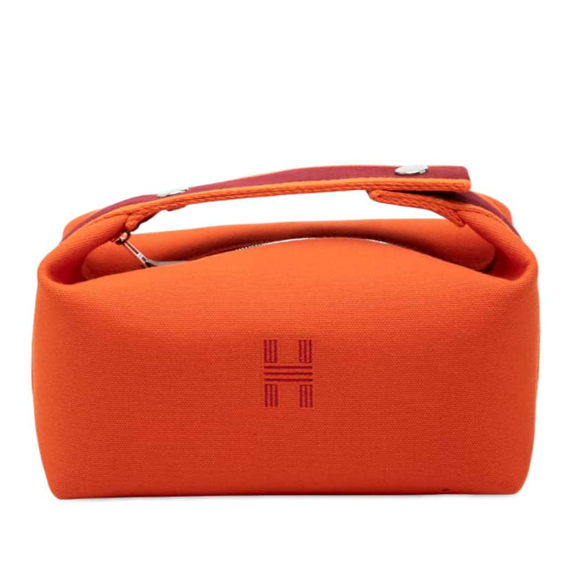 Hermès Small Toile Bride A Brac Case Orange Canvas Good condition - Front View