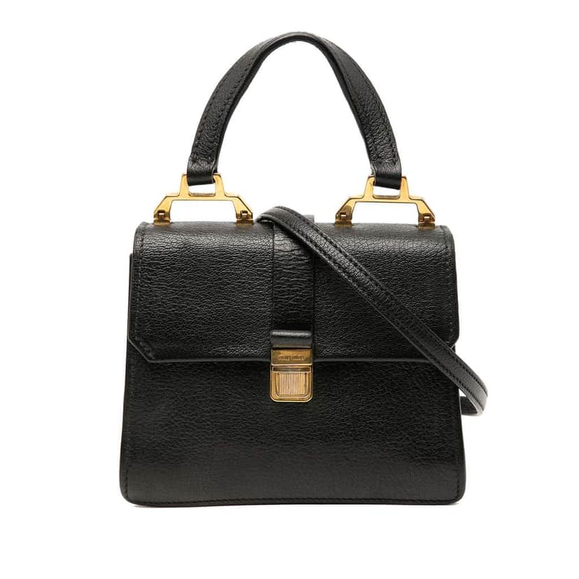 Miu Miu Mini Goatskin Madras Bandoliera Top Handle Bag Black Leather Good condition - Front View