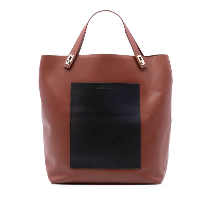 Balenciaga Bicolor Leather Pocket Shopping Tote Brown Leather Good condition - Front View