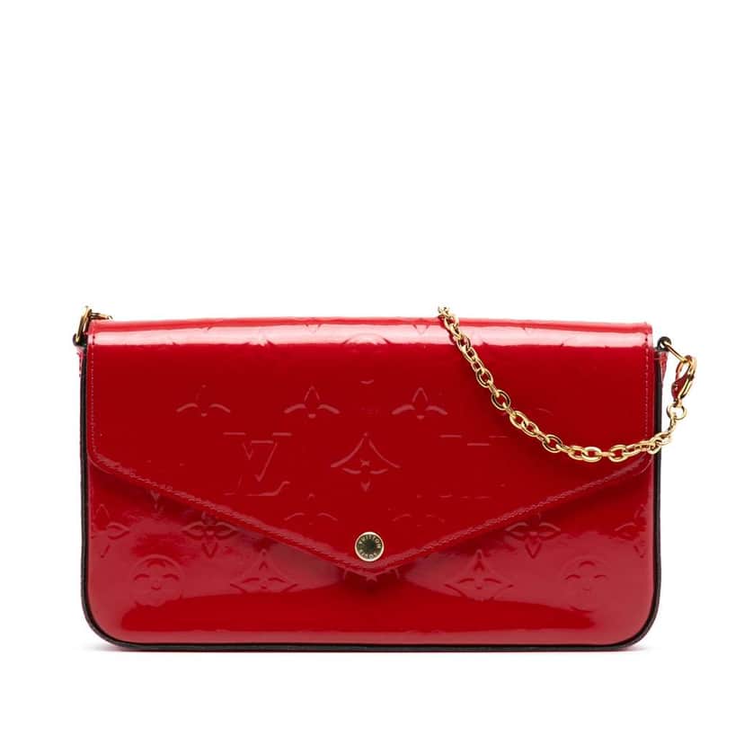 Louis Vuitton Monogram Vernis Pochette Felicie Red Leather Very good condition - Front View