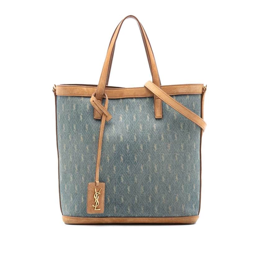 Saint Laurent Toy Monogram Denim Tote Blue Denim Good condition - Front View