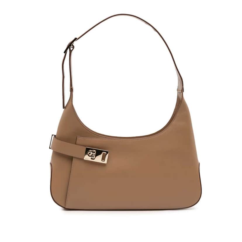 Salvatore Ferragamo Leather Gancini Shoulder Bag Brown Leather Good condition - Front View