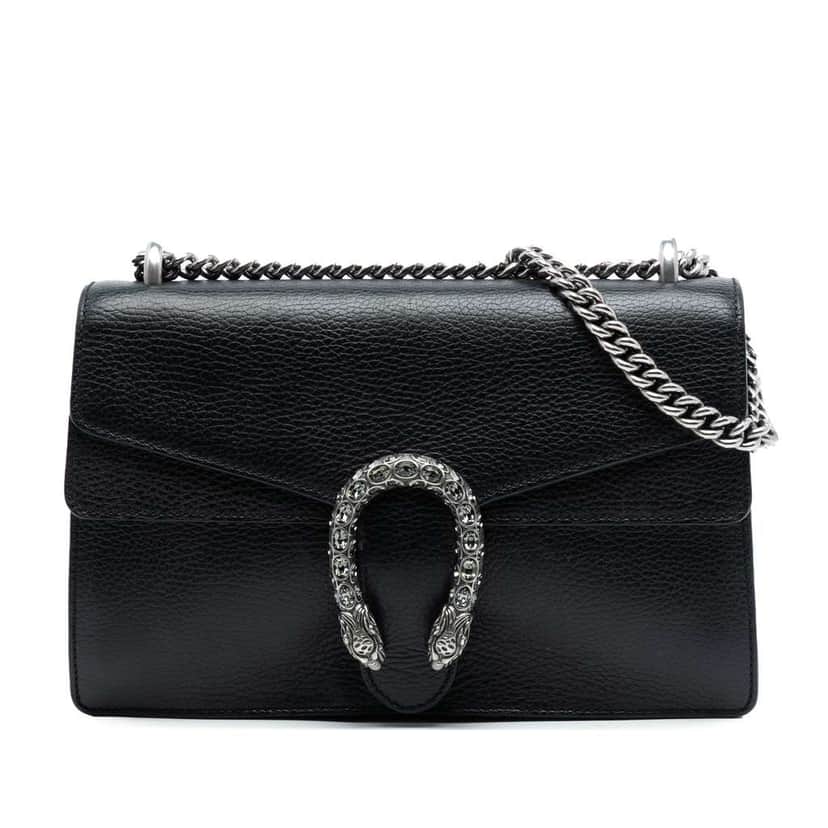 Gucci Small Leather Dionysus Shoulder Bag Black Leather Good condition - Front View