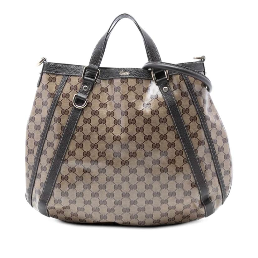 Gucci GG Crystal Abbey D Ring Convertible Tote Brown Canvas Good condition - Front View