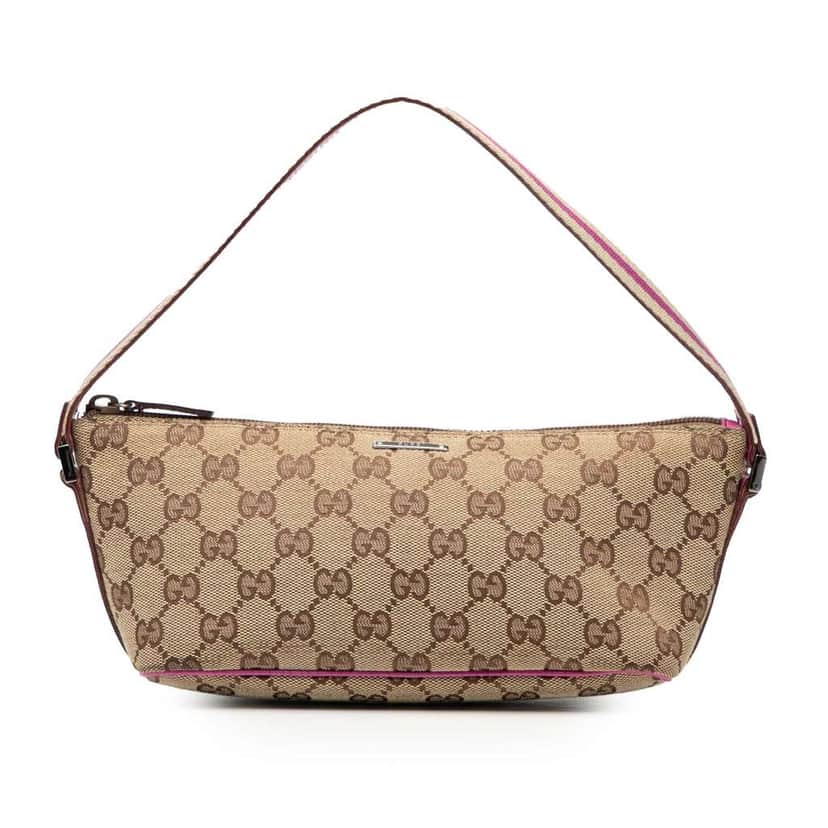 Gucci GG Canvas Web Boat Brown Canvas Very good condition - Front View