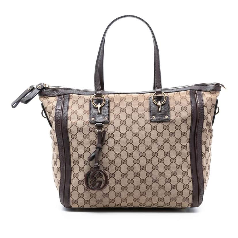 Gucci GG Canvas Charm Satchel Brown Canvas Good condition - Front View