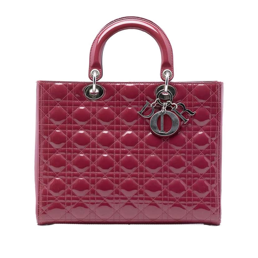 Dior Large Patent Cannage Lady Dior Red Leather Very good condition - Front View