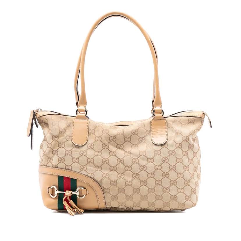 Gucci GG Canvas Horsebit Web Handbag Brown Canvas Very good condition - Front View