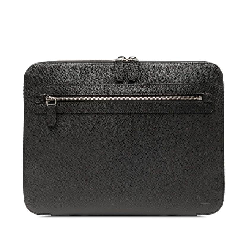Louis Vuitton Taiga Vladimir Portfolio Black Leather Good condition - Front View