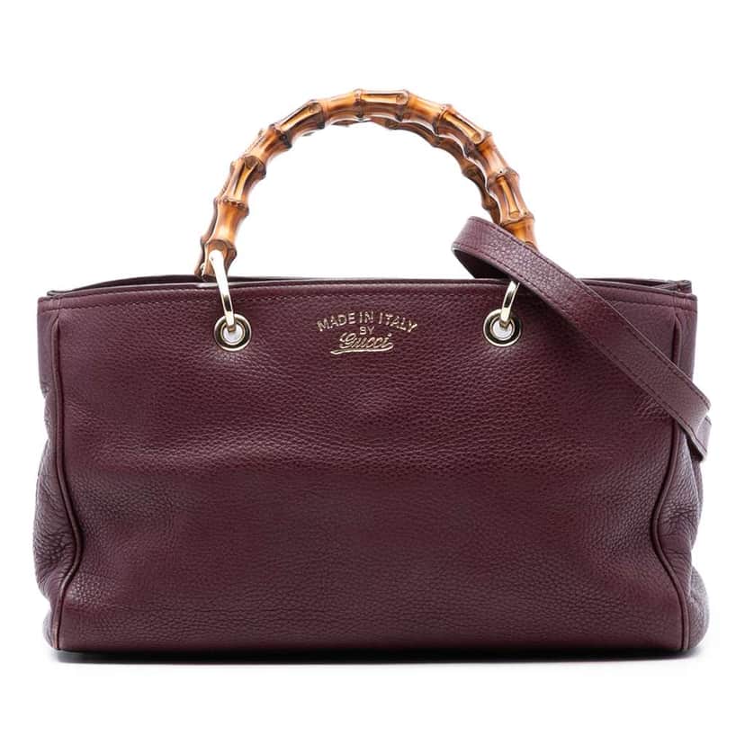 Gucci Medium Calfskin Bamboo Shopper Satchel Red Leather Good condition - Front View