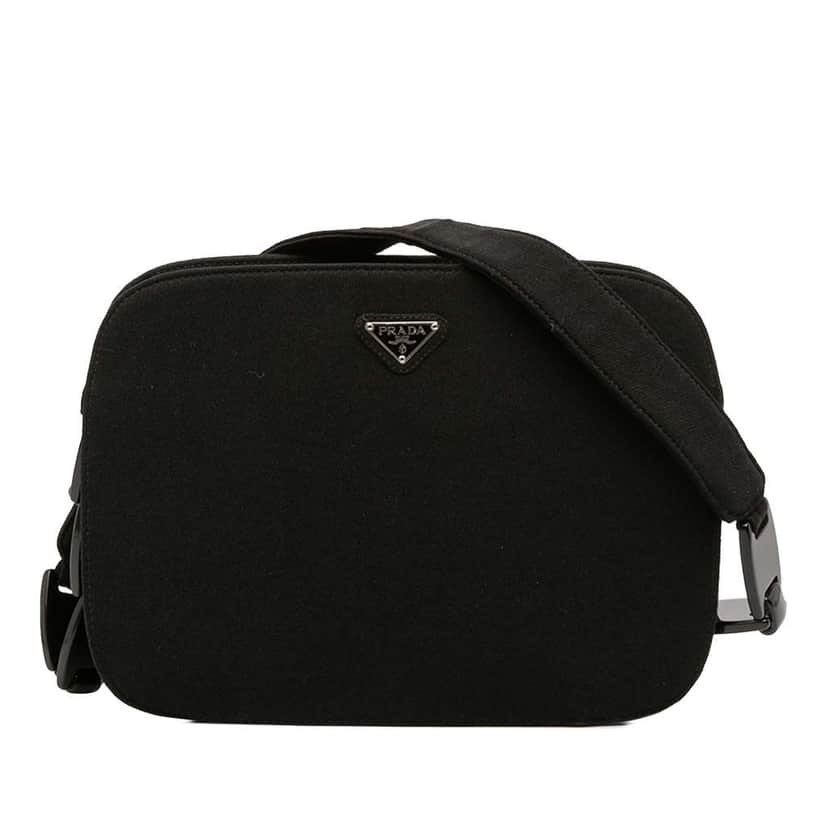 Prada Jersey Resin Chain Shoulder Bag Black Cotton Good condition - Front View