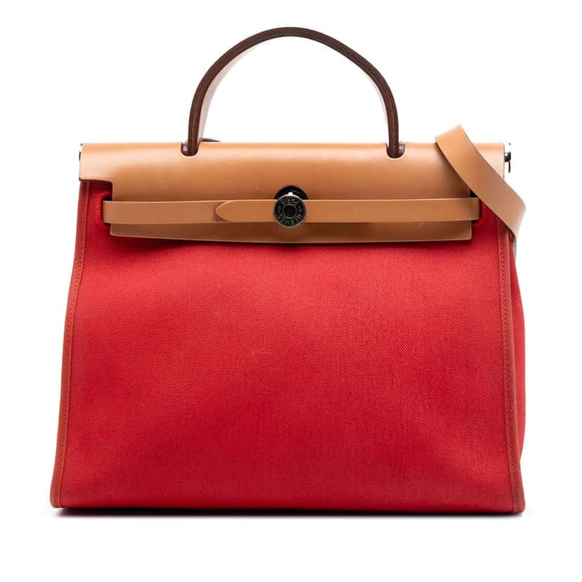 Hermès Toile Herbag Zip 31 Red Canvas Good condition - Front View