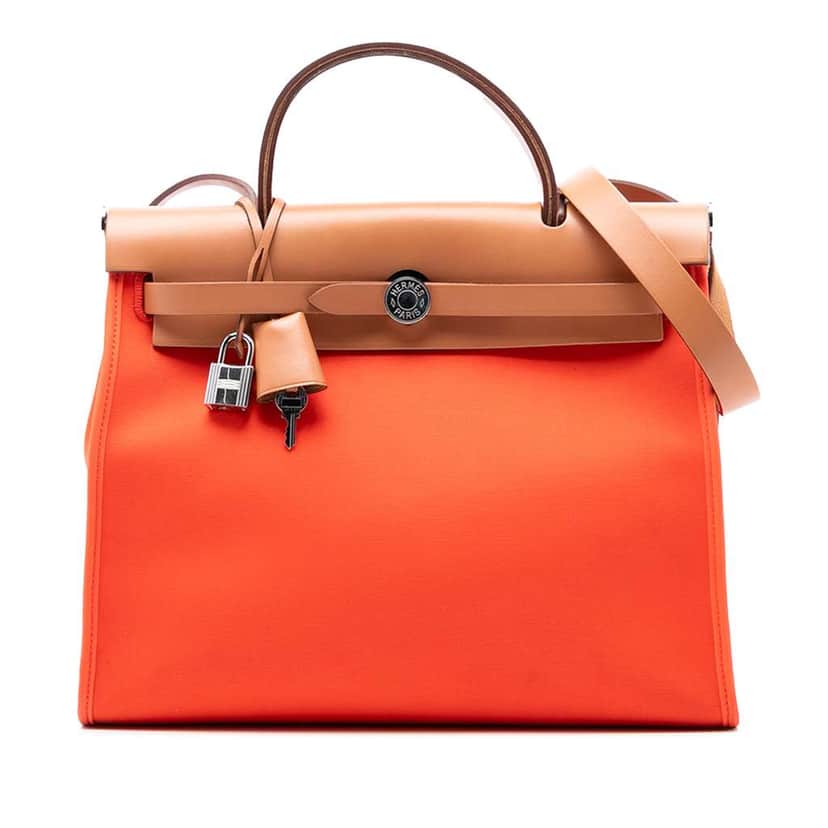Hermès Toile Herbag Zip 31 Orange Canvas Good condition - Front View
