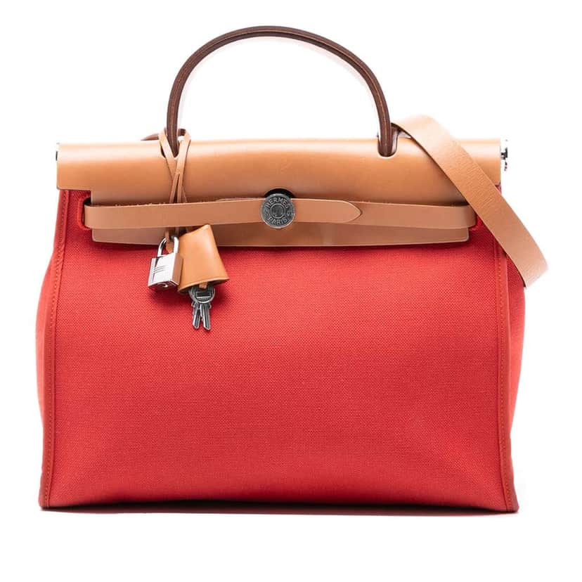 Hermès Toile Herbag Zip 31 Orange Canvas Good condition - Front View