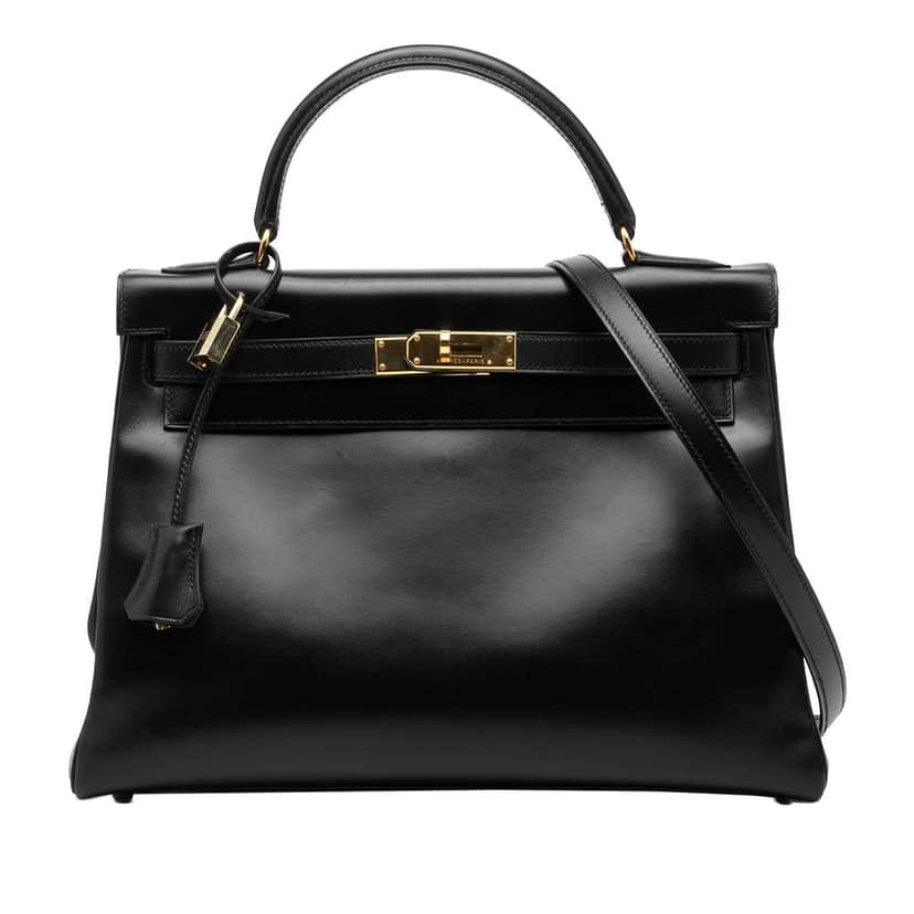 Hermès Box Calf Kelly Retourne 32 Black Leather Good condition - Front View