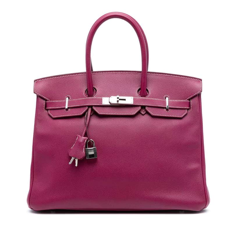 Hermès Epsom Candy Verso Birkin Retourne 35 Pink Leather Good condition - Front View