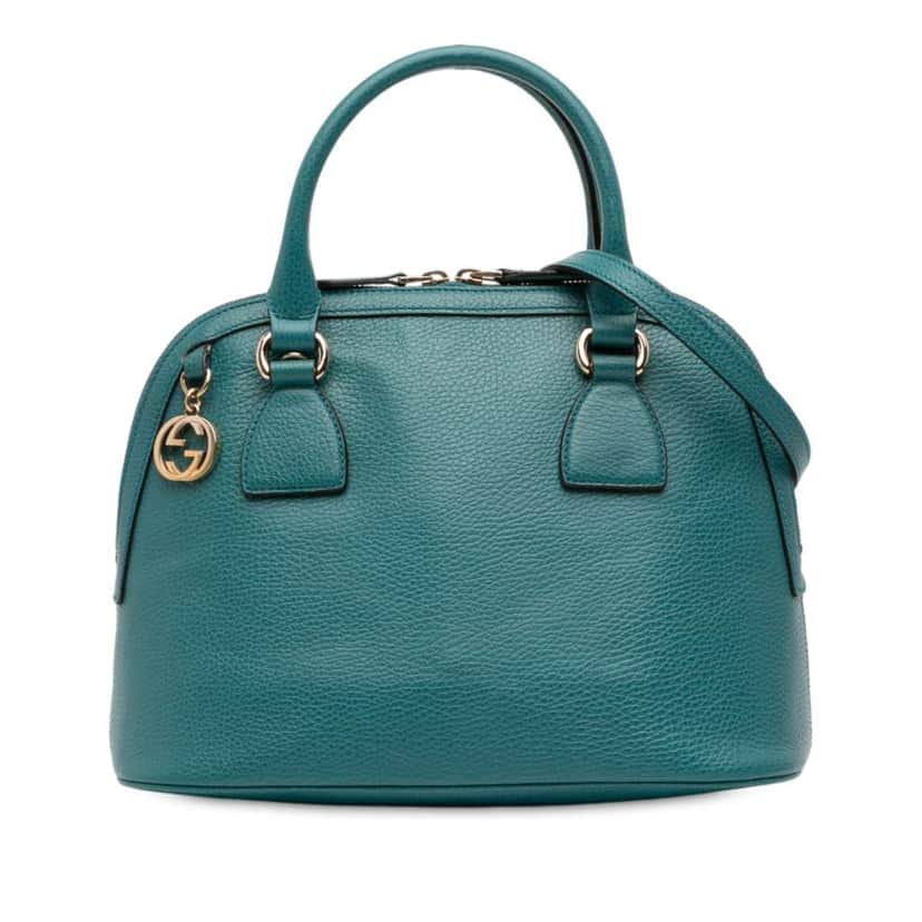 Gucci Small Dollar Calfskin GG Charm Dome Satchel Blue Leather Good condition - Front View