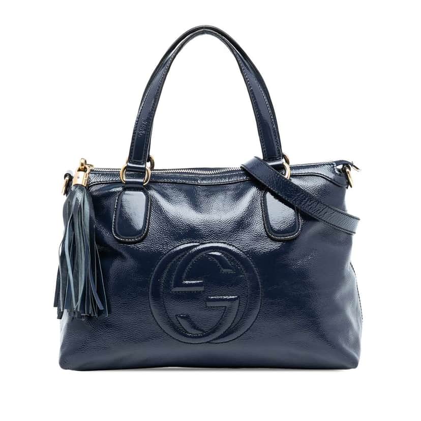 Gucci Small Patent Soho Working Satchel Blue Leather Good condition - Front View