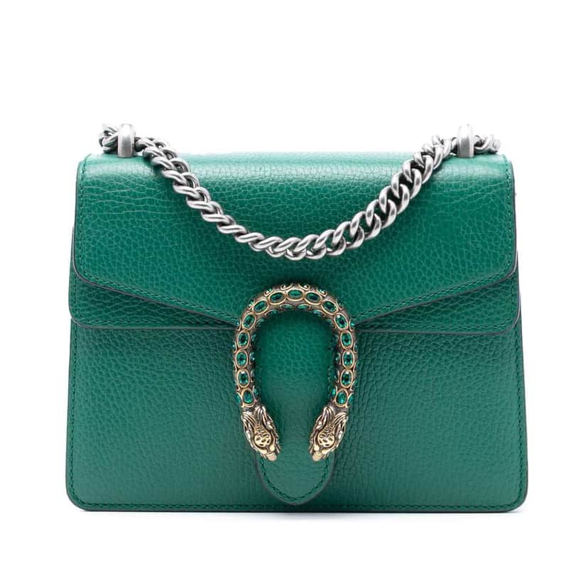 Gucci Small Leather Dionysus Crossbody Green Leather Good condition - Front View