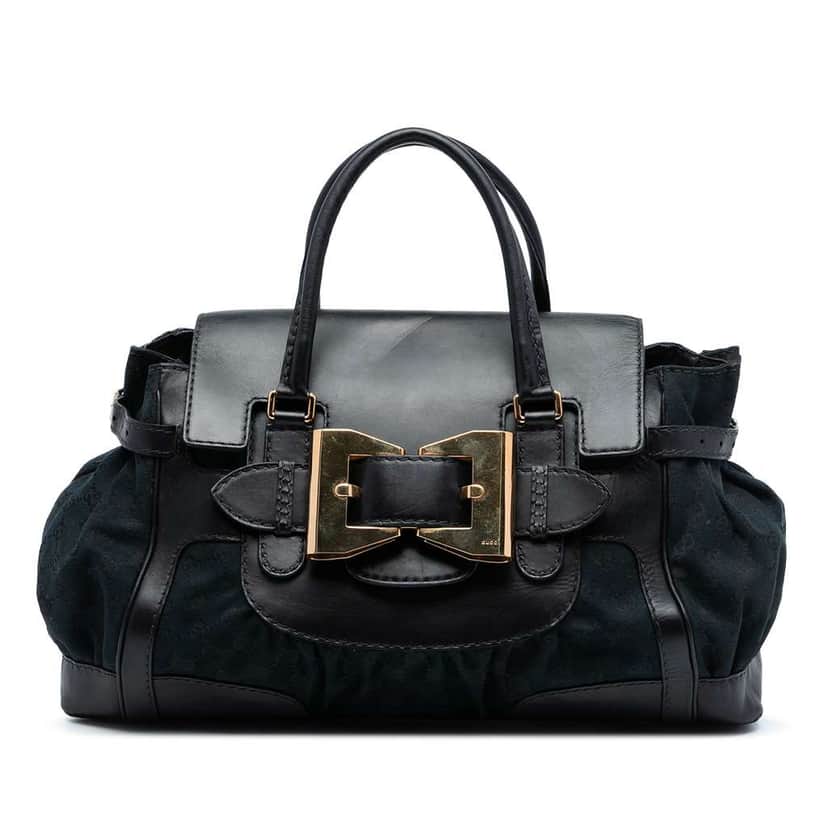 Gucci GG Canvas and Leather Dialux Queen Tote Black Canvas Very good condition - Front View