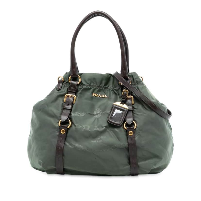 Prada Tessuto Canapa Logo Satchel Green Good condition - Front View
