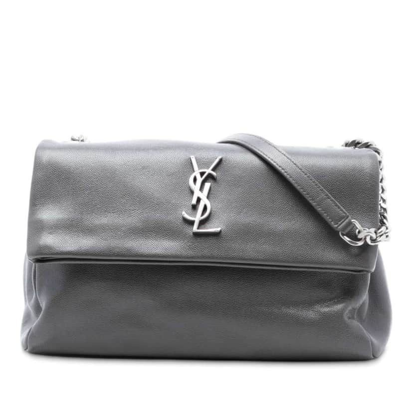 Saint Laurent Medium Grain De Poudre West Hollywood Crossbody Grey Leather Good condition - Front View