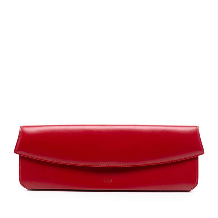 Celine Leather Evening Long Clutch Red Leather Good condition - Front View