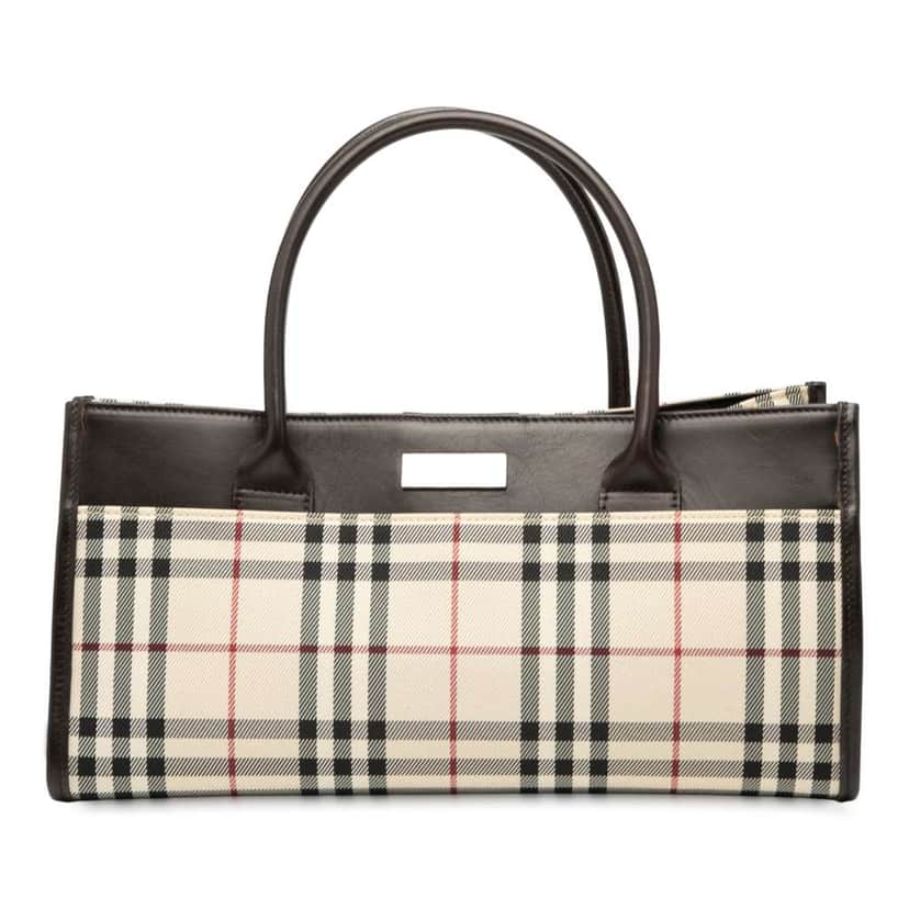 Burberry House Check Canvas Handbag Brown Canvas Good condition - Front View