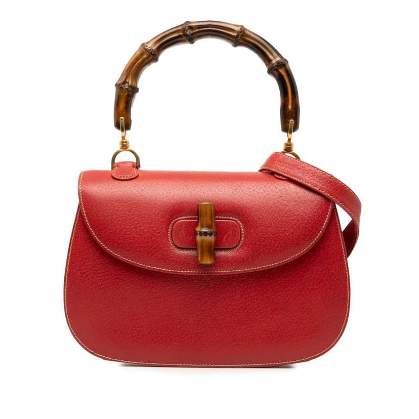 Gucci Calfskin Bamboo Night Red Leather Very good condition - Front View