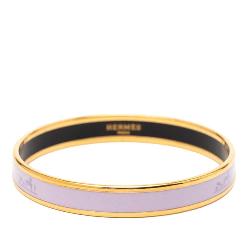 Hermès Narrow Enamel Caleche Bangle 70 Purple Good condition - Front View