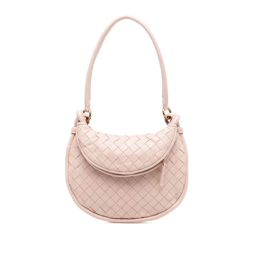 Bottega Veneta Small Nappa Intrecciato Gemelli Hobo Pink Leather Very good condition - Front View