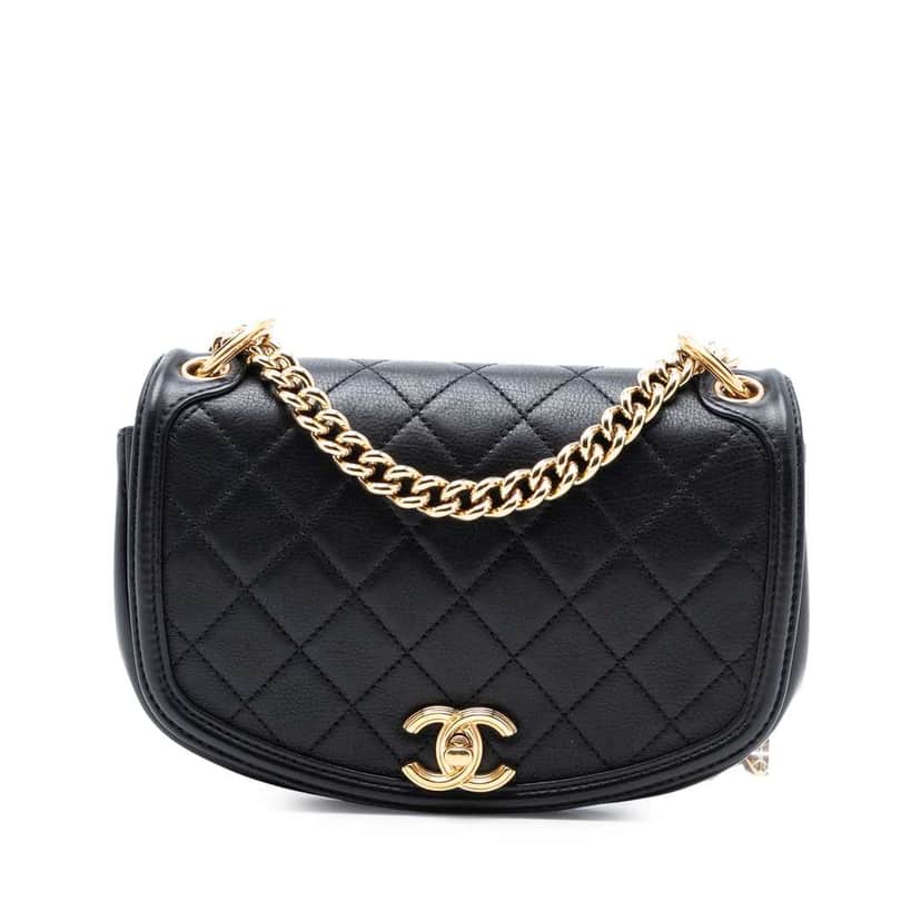 Chanel Small Quilted Calfskin Underline Flap Black Leather Good condition - Front View