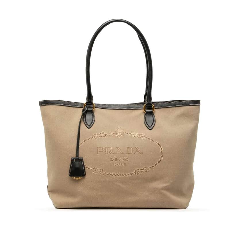 Prada Canvas Canapa Logo Tote Brown Canvas Very good condition - Front View