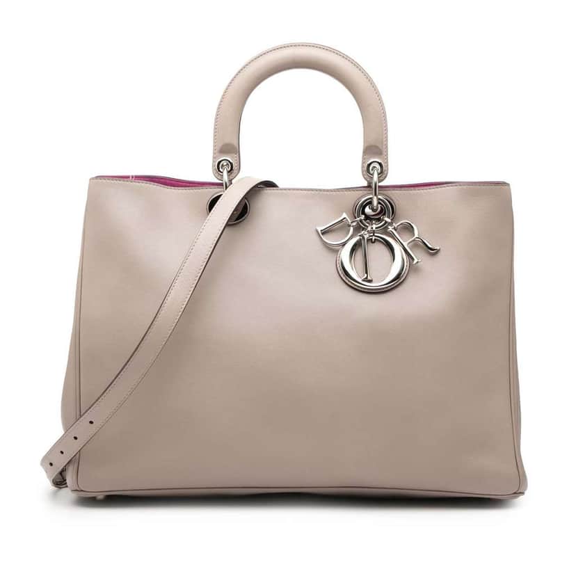 Dior Large Leather Diorissimo Satchel Grey Leather Good condition - Front View