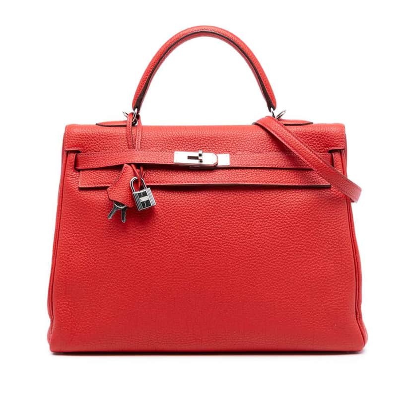 Hermès Togo Kelly II Retourne 35 Red Leather Good condition - Front View