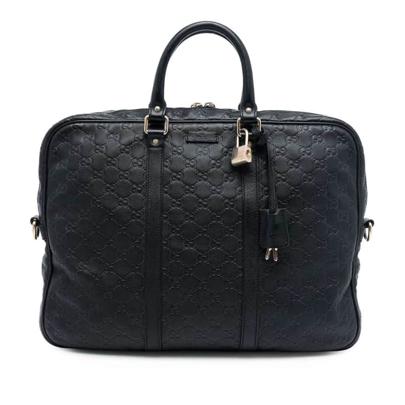 Gucci Guccissima Business Bag Black Leather Good condition - Front View
