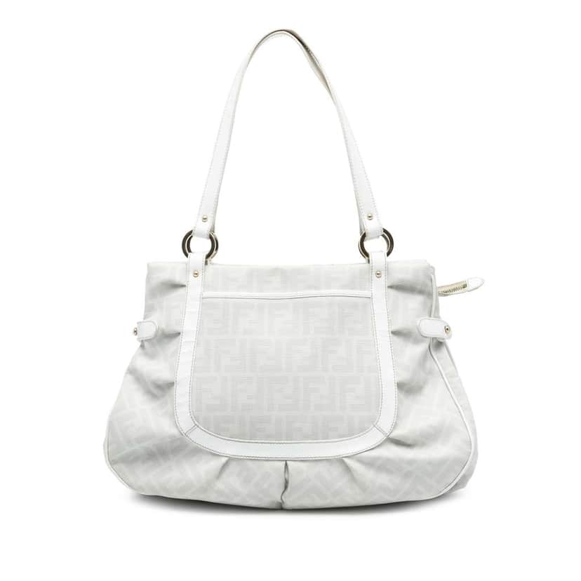 Fendi Large Zucca Spalmati Chef Shopper Tote White Canvas Very good condition - Front View