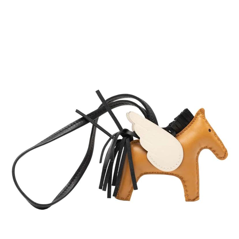 Hermès Milo Lambskin and Swift Grigri Rodeo Pegase Bag Charm PM Brown Leather Good condition - Front View